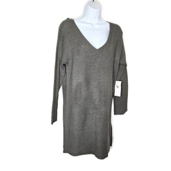 RVCA Quarts Sweater Dress XS Open Back‎ Gray Knit Shift LS Cross Strap NWT - Picture 1 of 8